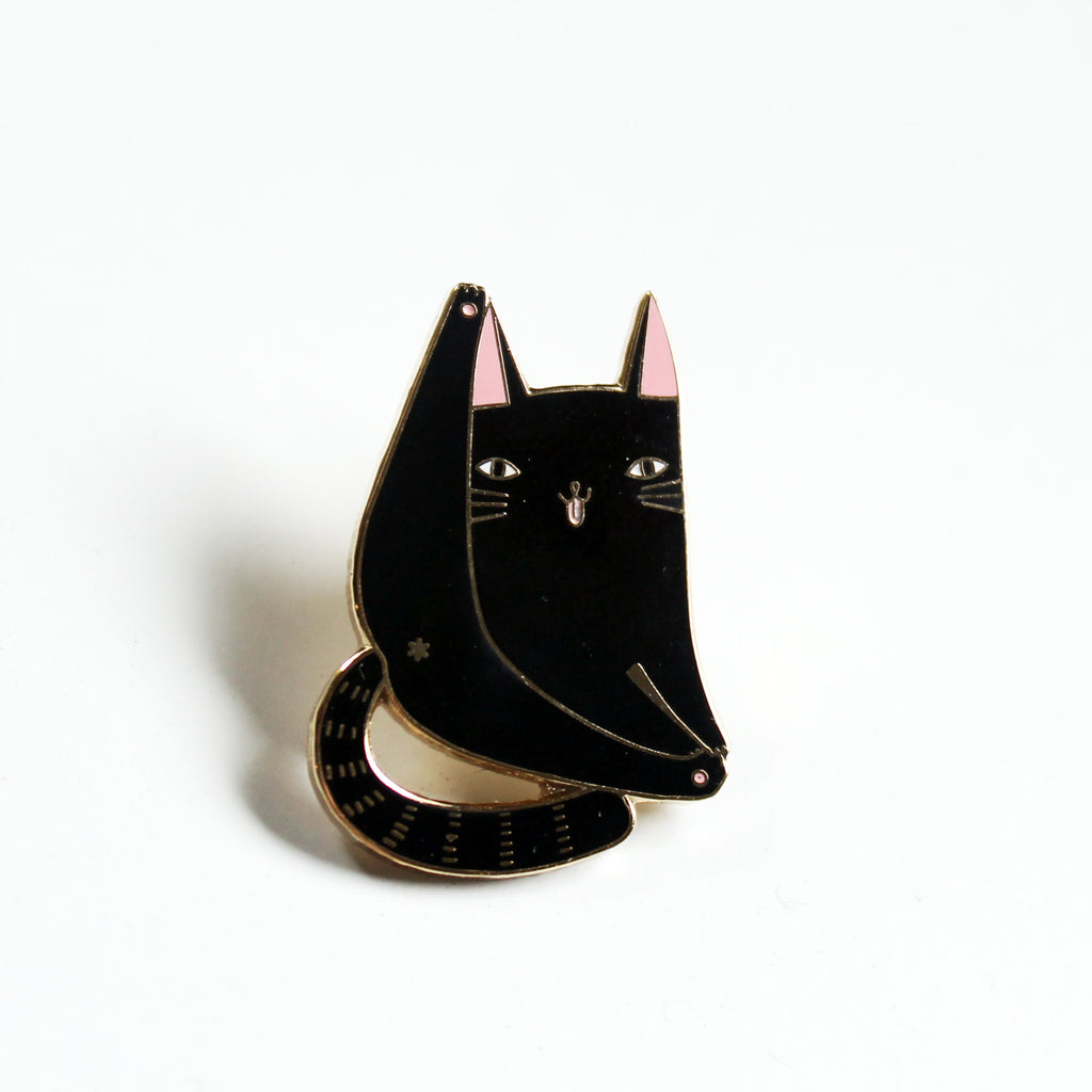 Cat Enamel Pin - Black