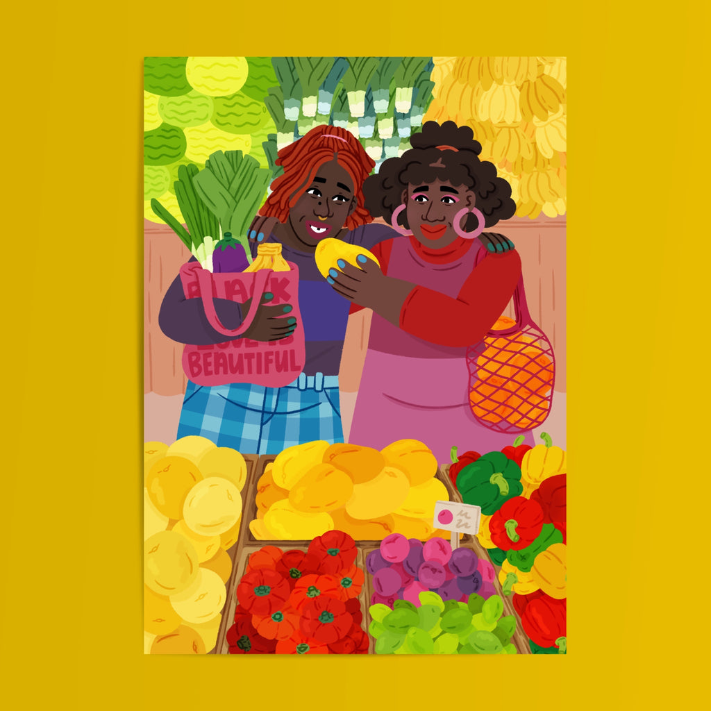Fruit and Veg Market Date - A4 Art Print