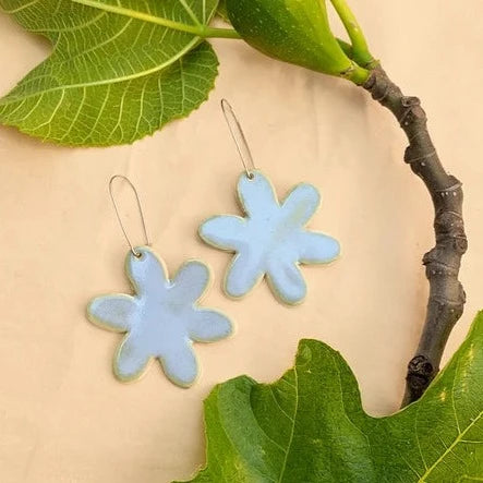 Ceramic Flowerburst Earrings: Sky Blue