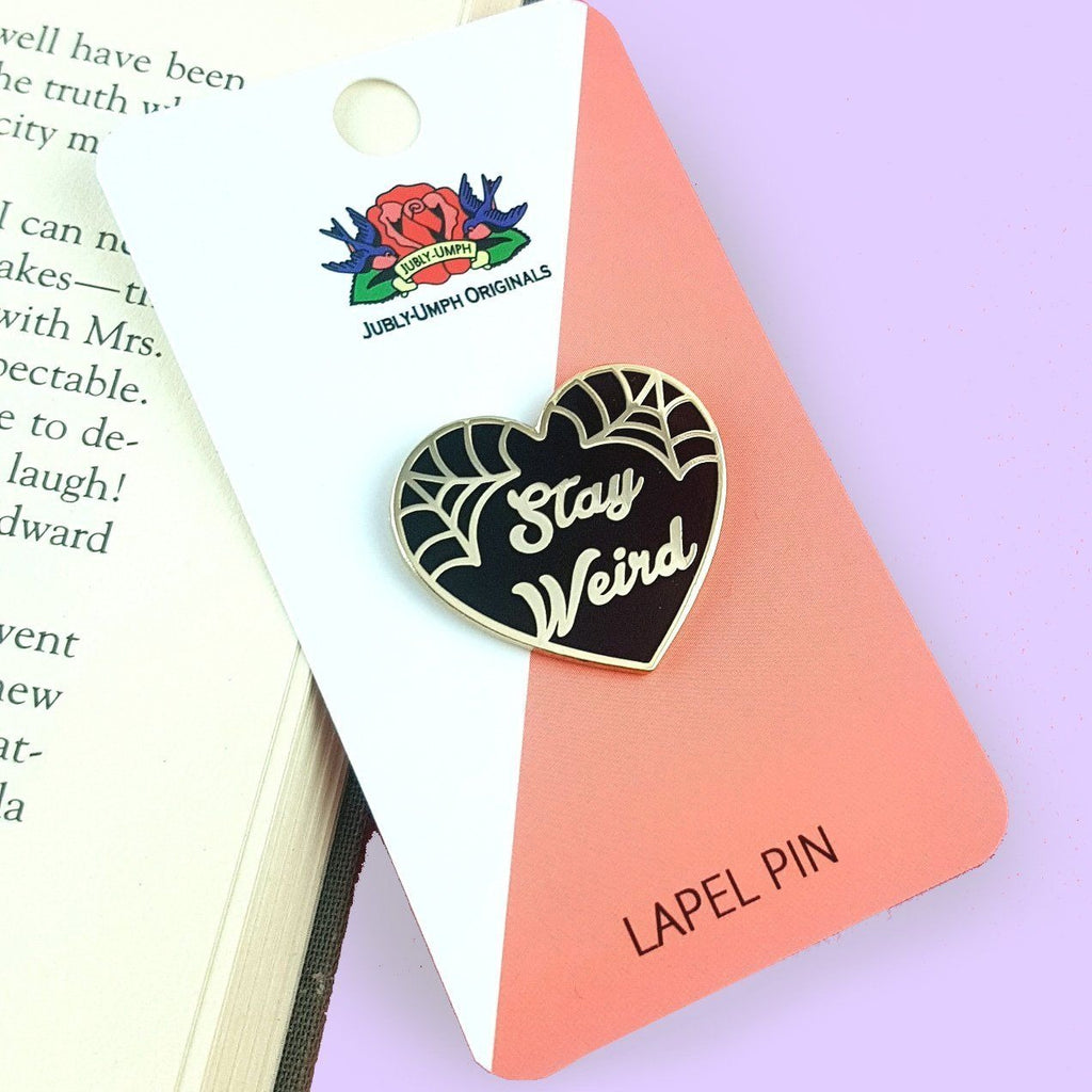 Stay Weird Black Heart Lapel Pin