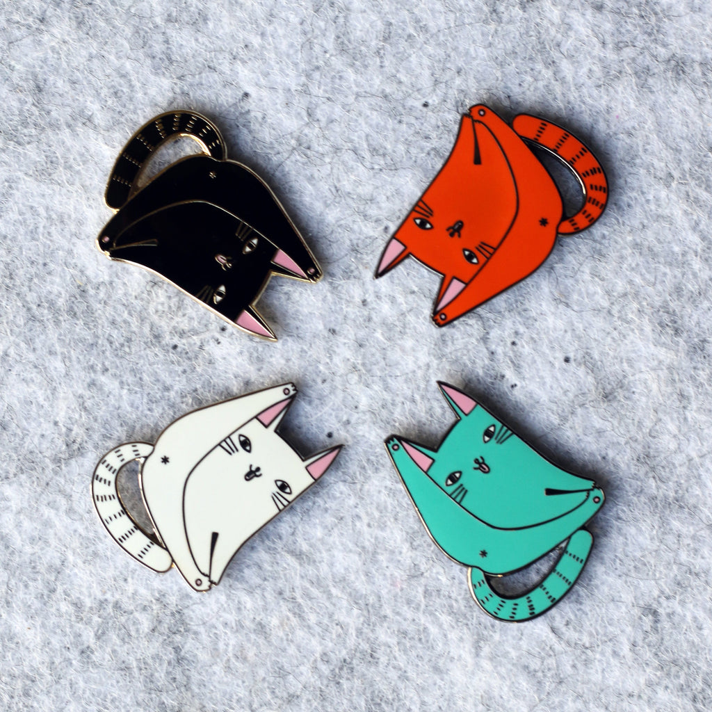 Cat Enamel Pin - Black