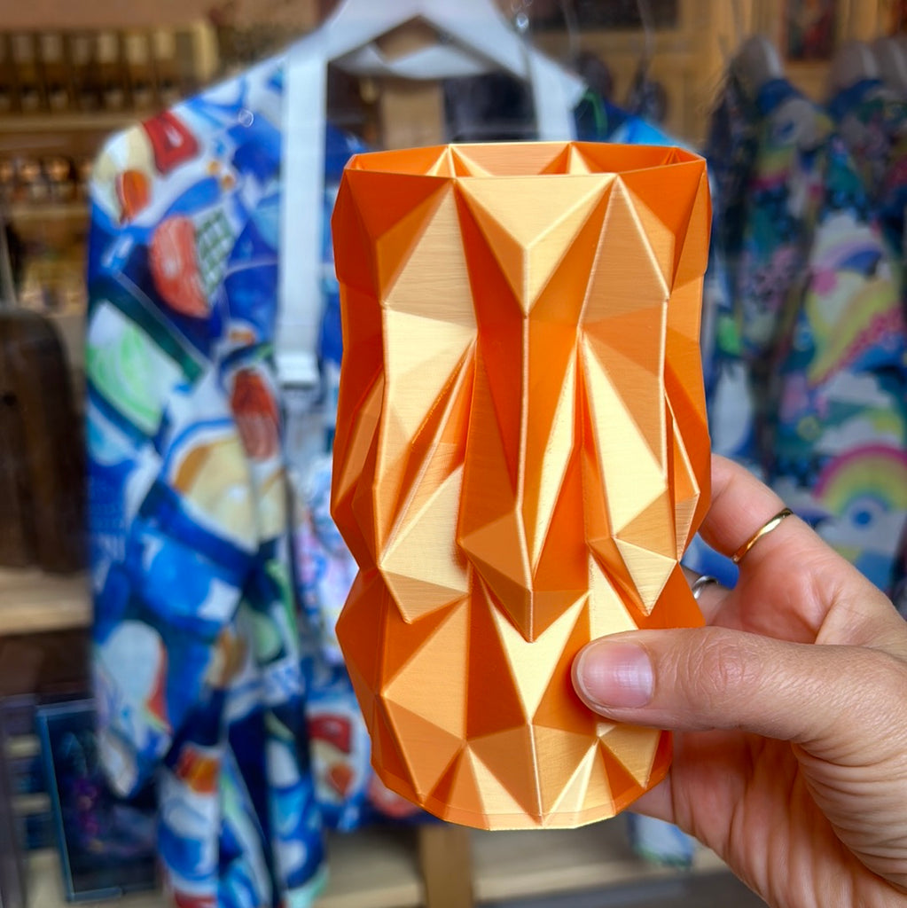 3D Printed Glacier Vase - Orange Silk