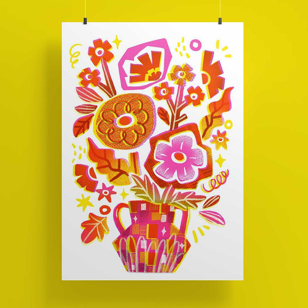 A4 Risograph Art Print: Flowers