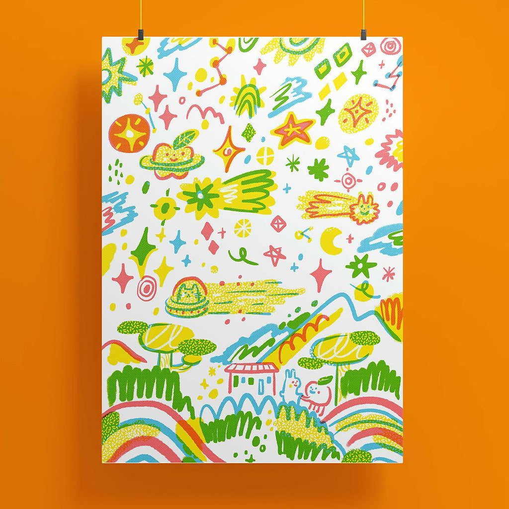 A4 Risograph Art Print: Star Glazing