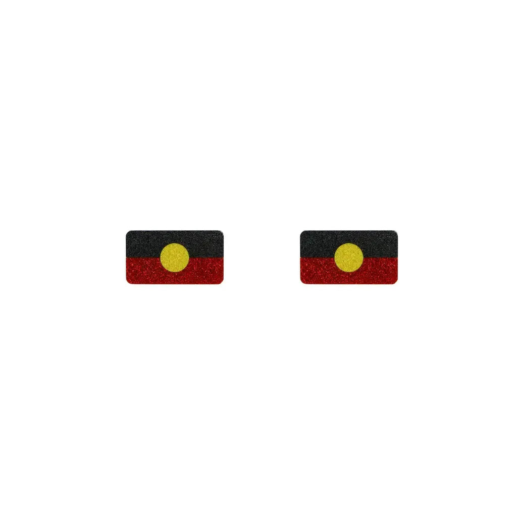 Aboriginal Flag Rectangle Glitter Studs