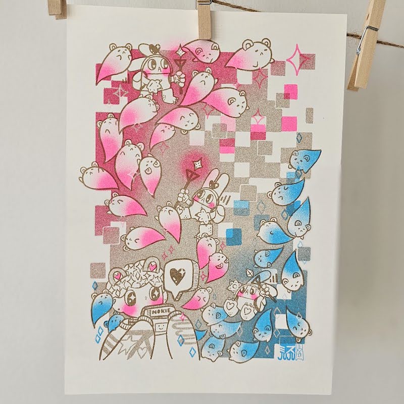 'Bear Mail' A4 Risograph Print