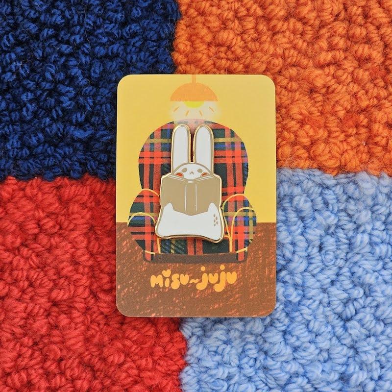 'Bunny Book' Enamel Pin