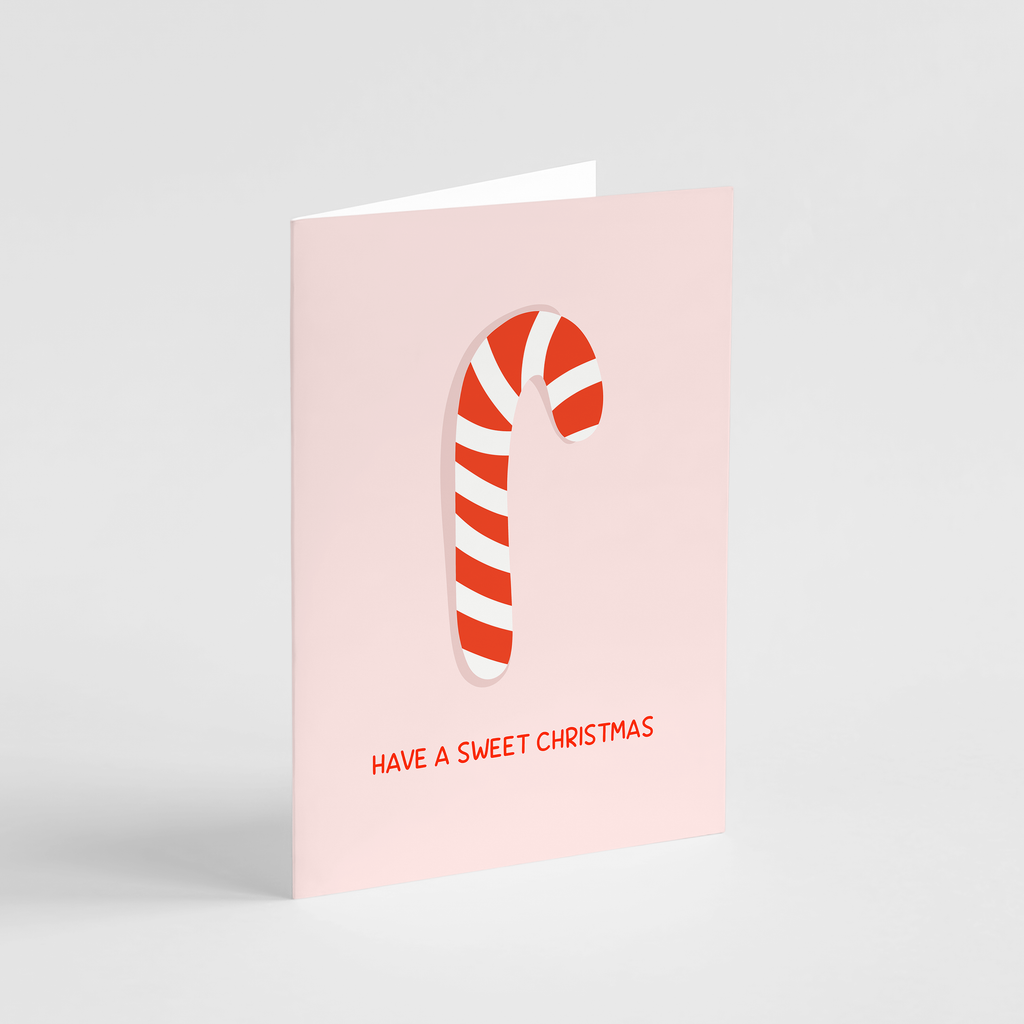 Candy Cane Sweet Christmas Card - Pink Punny Merry Xmas Card