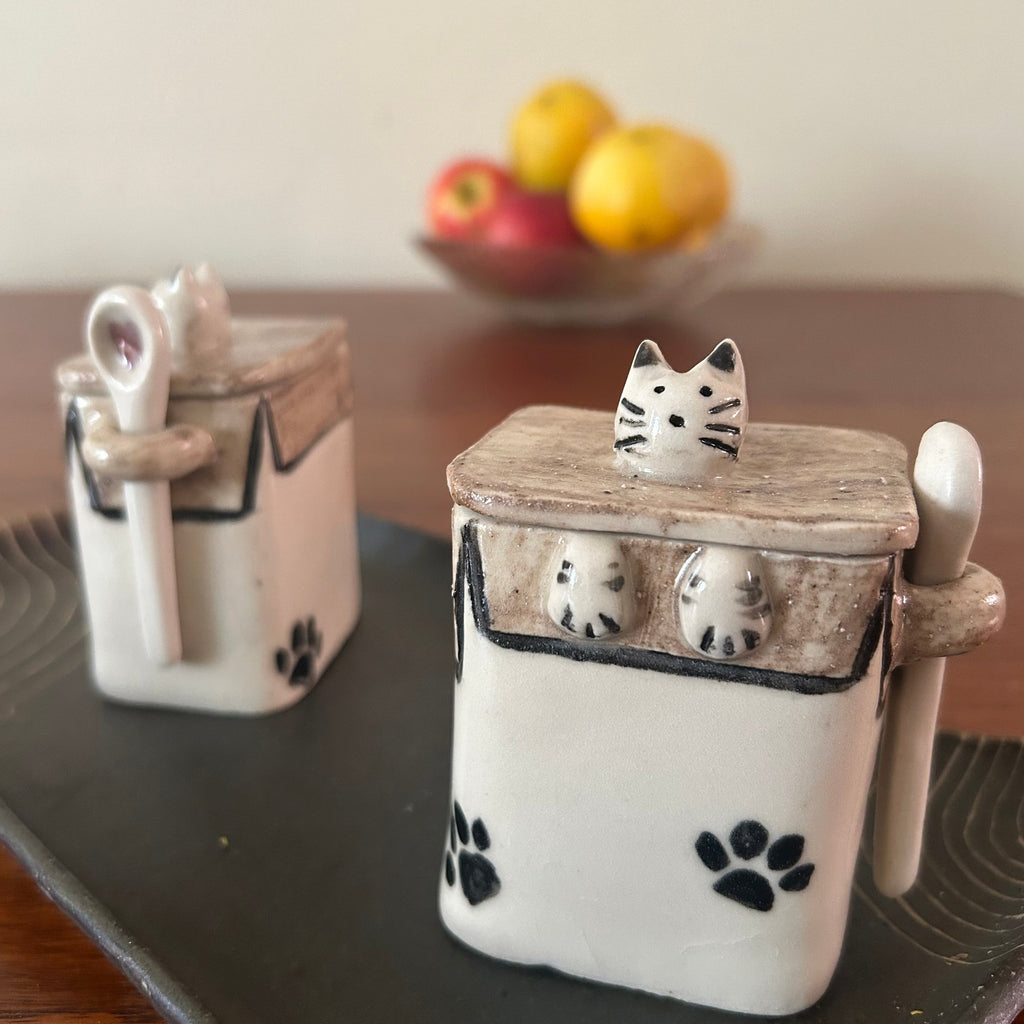 Cat Canister with Mini Spoon