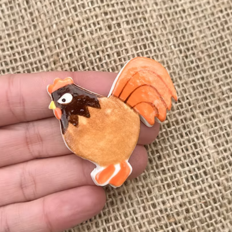 Ceramic Brooch -Rooster