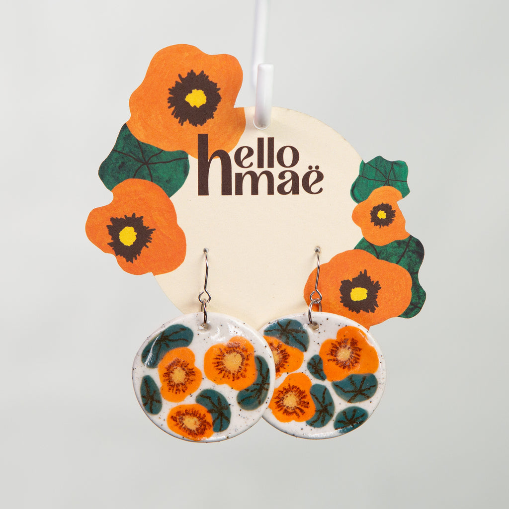 Ceramic Drop Earring - Nasturtium