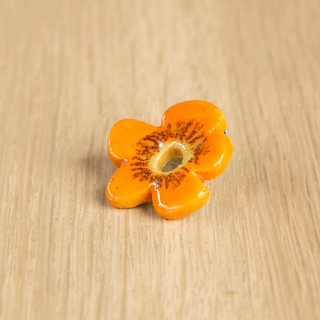 Ceramic Pin - Orange flower