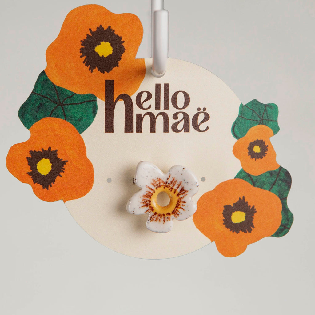 Ceramic Pin - White Flower