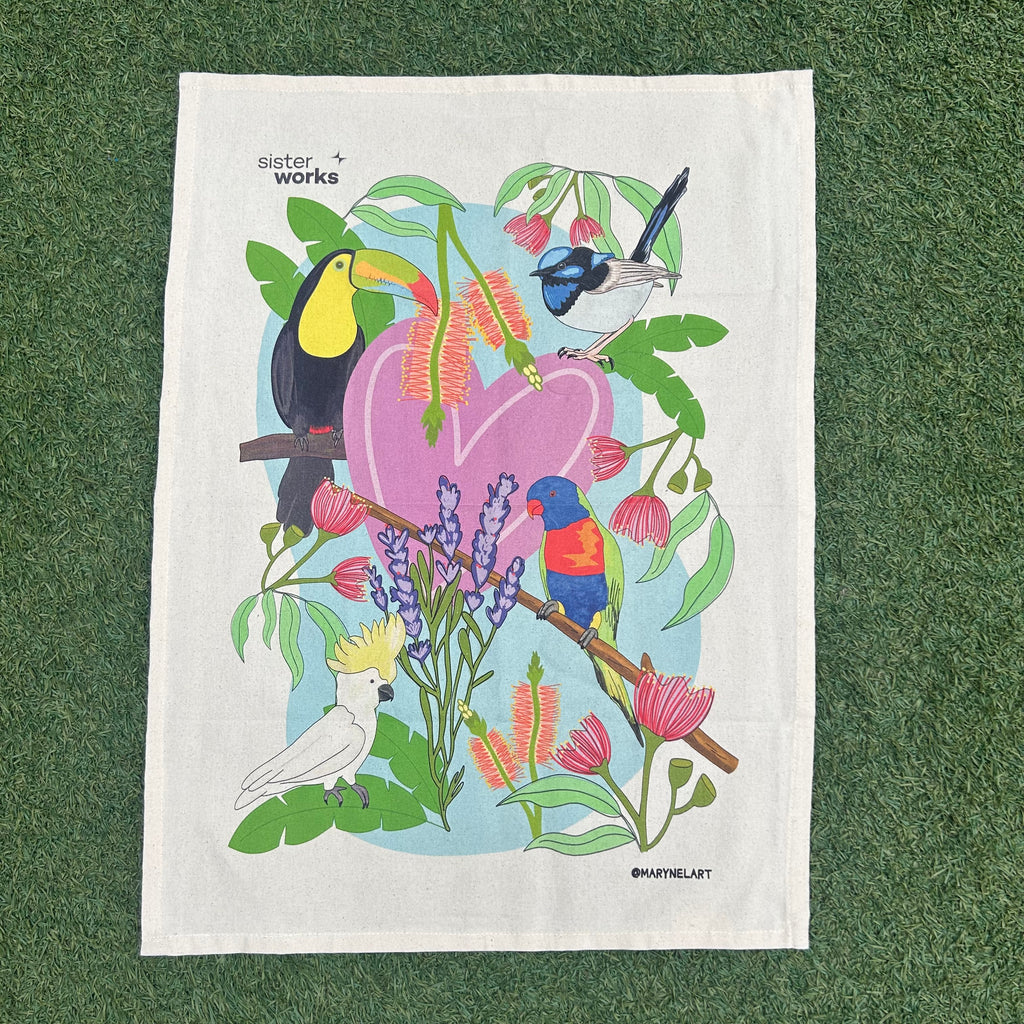 Cultural Fusion Tea Towel - Native Birds