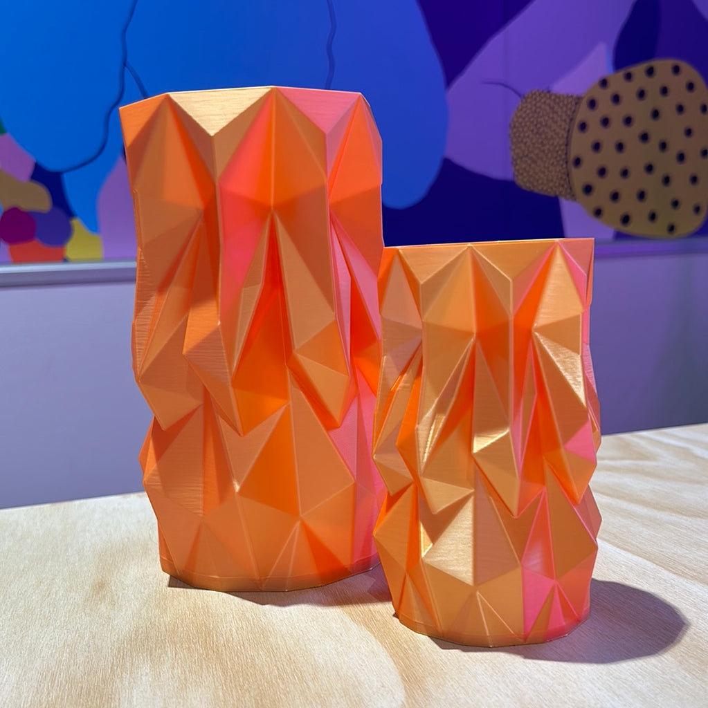 3D Printed Glacier Vase - Orange Silk