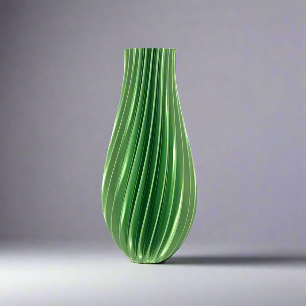 3D Printed Vase - Emerald Silk Dewdrop Vase