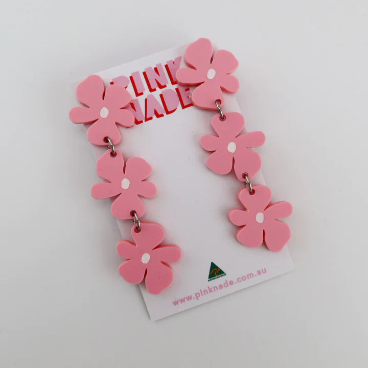 Candy Pink Daisy Chain Flower Dangle Earrings