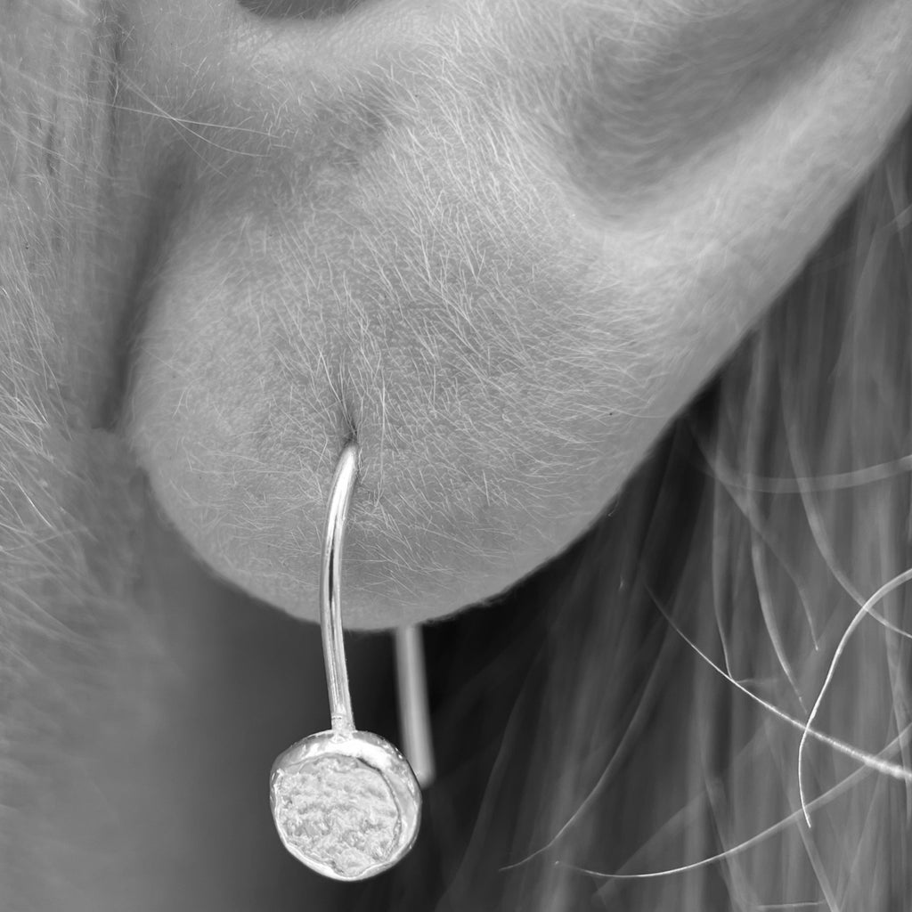 Recycled Sterling Silver Mini Moon Earrings
