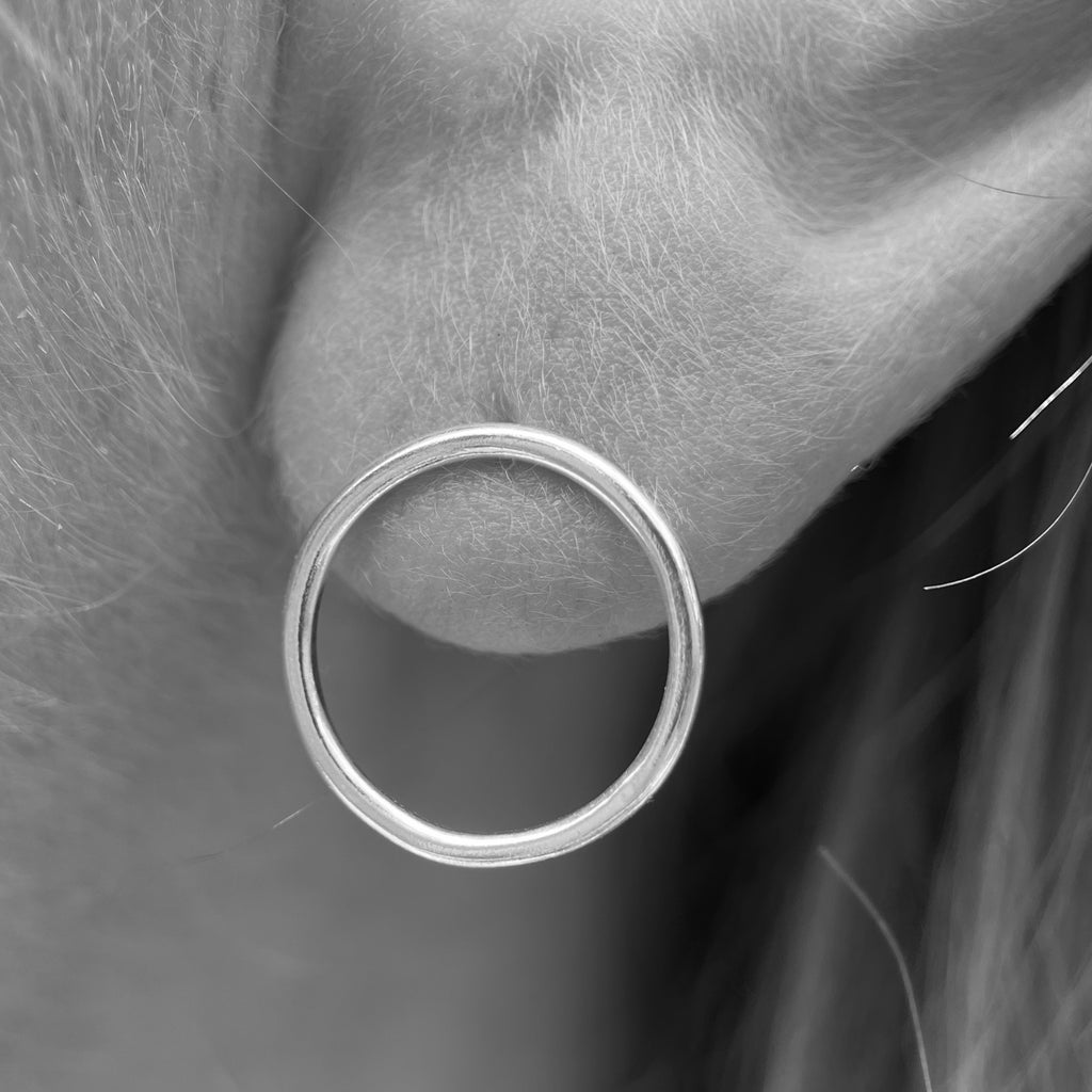 Recycled Sterling Silver Tiny Circle Stud Earrings