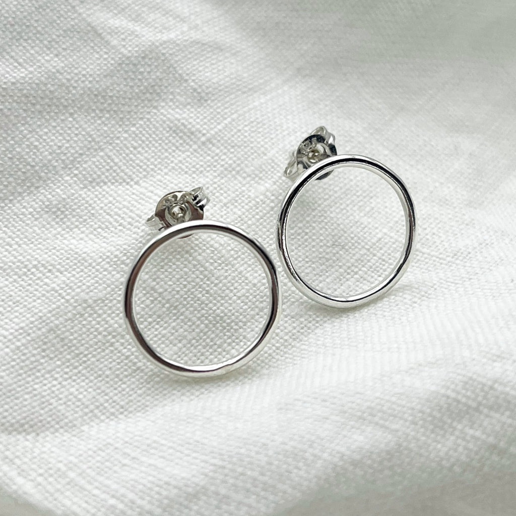 Recycled Sterling Silver Tiny Circle Stud Earrings
