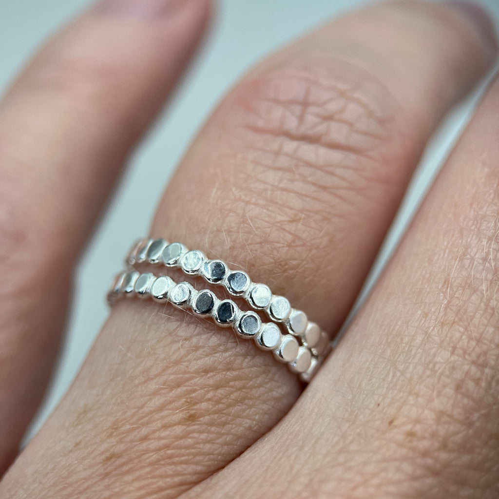 Recycled Sterling Silver Hammered Dot Ring