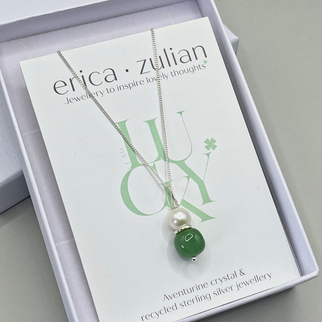 Sterling Silver Aventurine And Freshwater Pearl Necklace