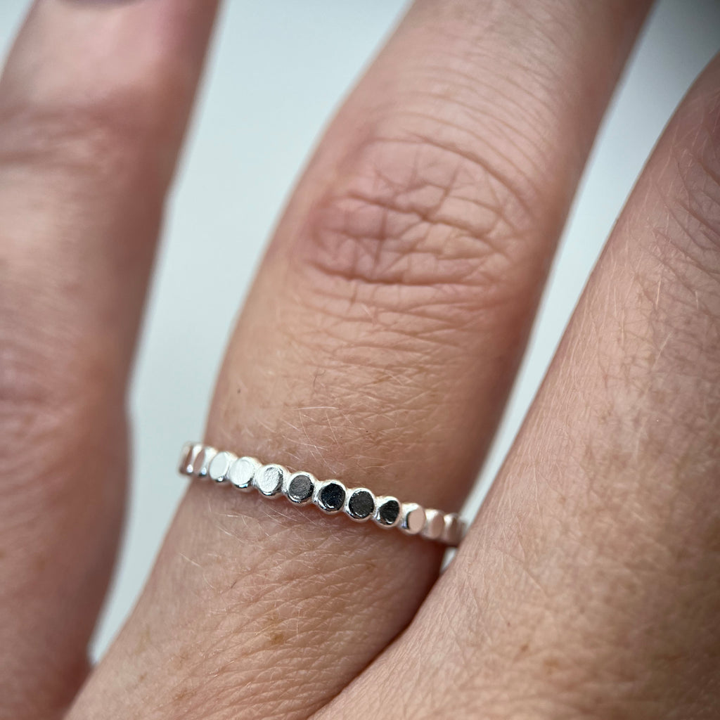 Recycled Sterling Silver Hammered Dot Ring