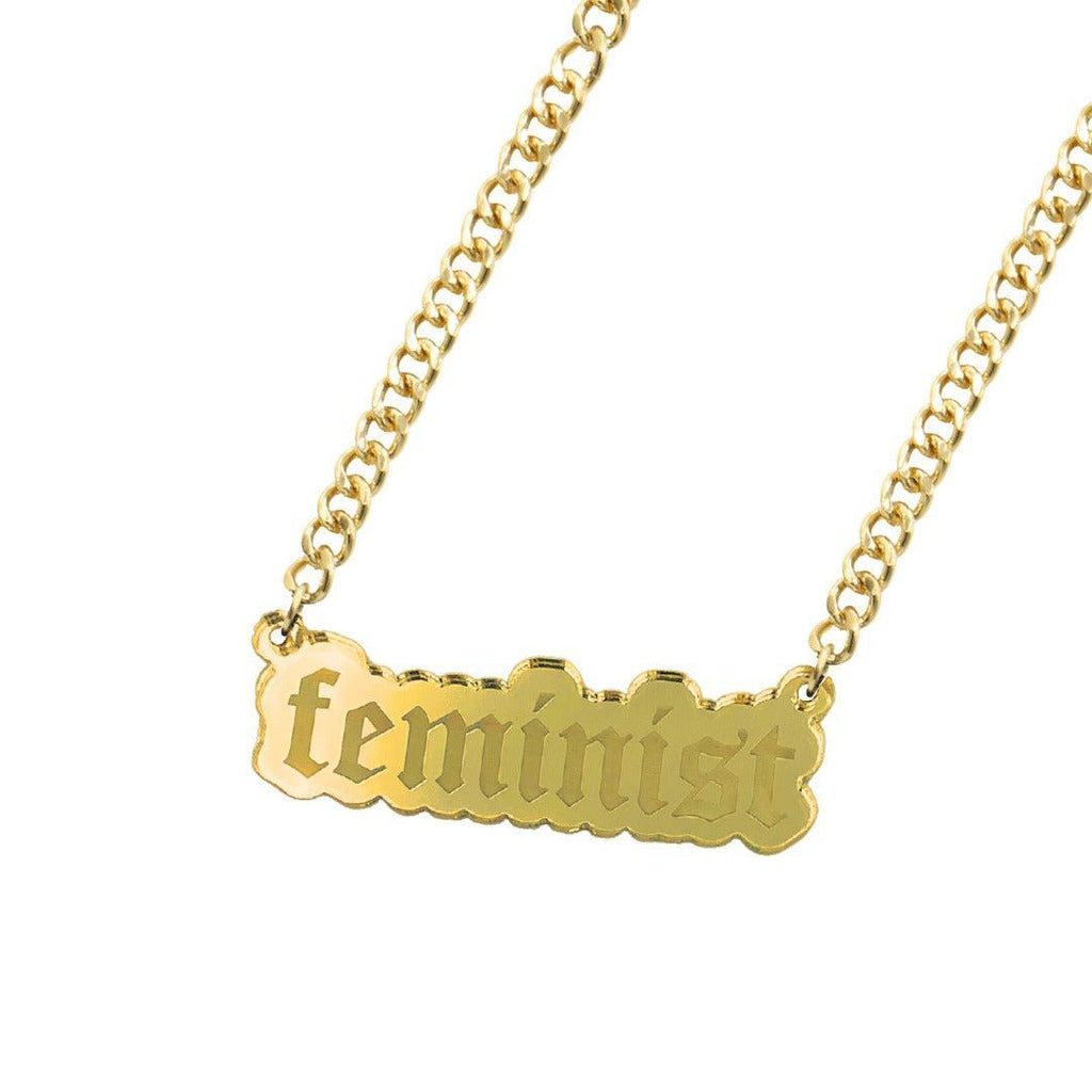 'Feminist' Plate Necklace - GOLD