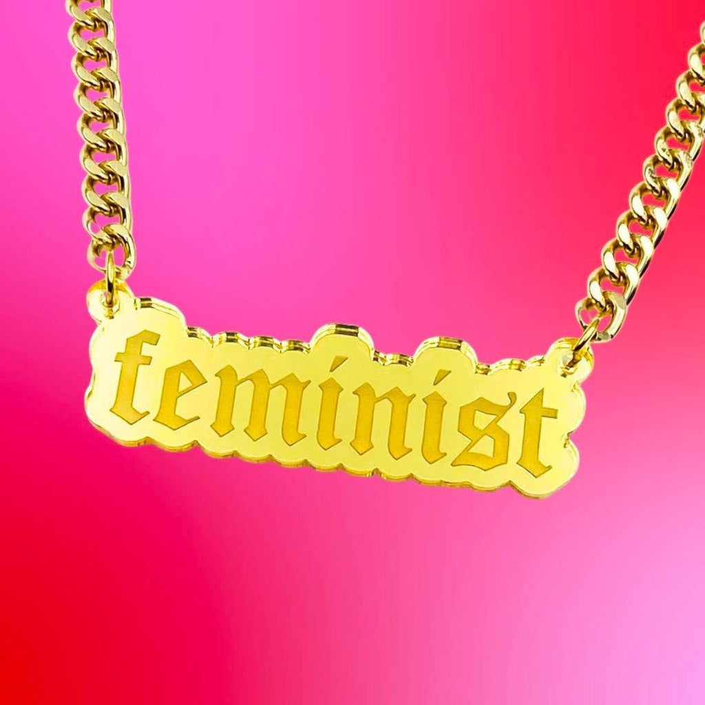 'Feminist' Plate Necklace - GOLD