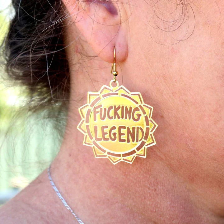 Fucking Legend Brass Dangle Earring