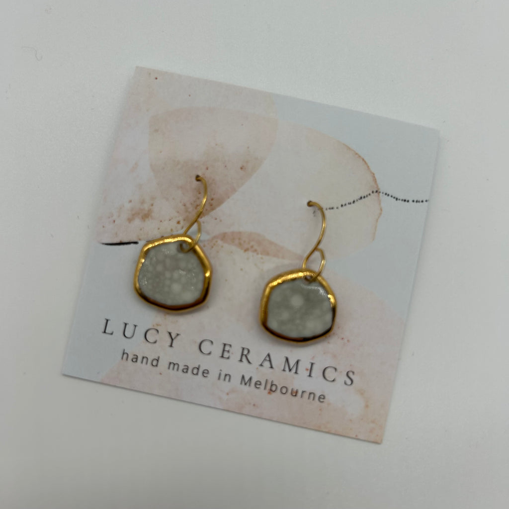 Grey Bubble Porcelain petite organic shapes drop earrings