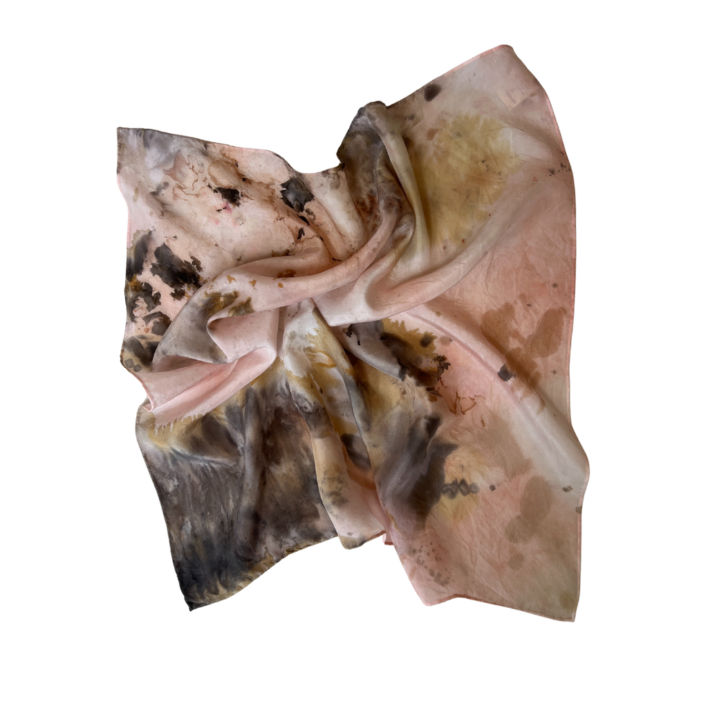 Hand Painted Plant Dyed Silk Scarf - Blush