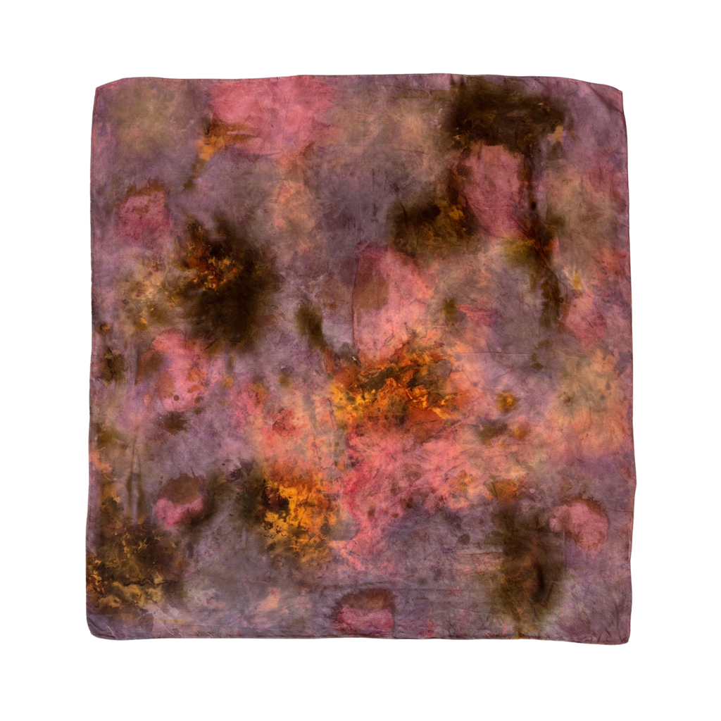 Hand Painted Plant Dyed Silk Scarf - Lavender