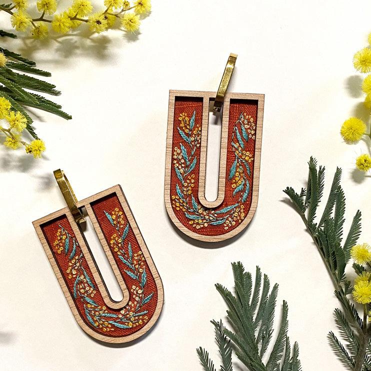 Wattle Hand Embroidered Earrings