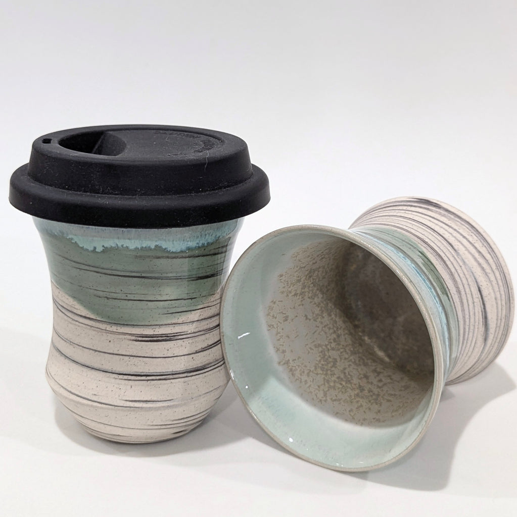 Handmade Travel Cup with Rubber Lid - Green