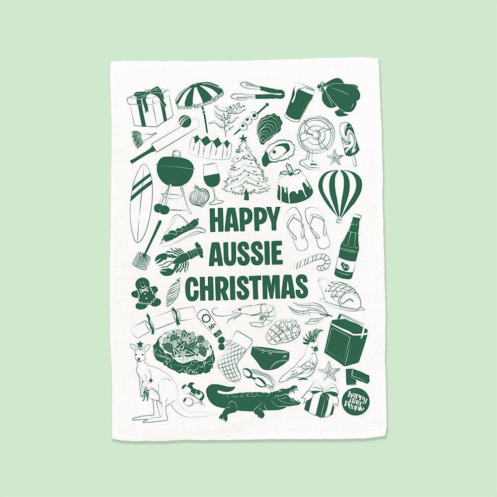 Happy Aussie Christmas Tea Towel