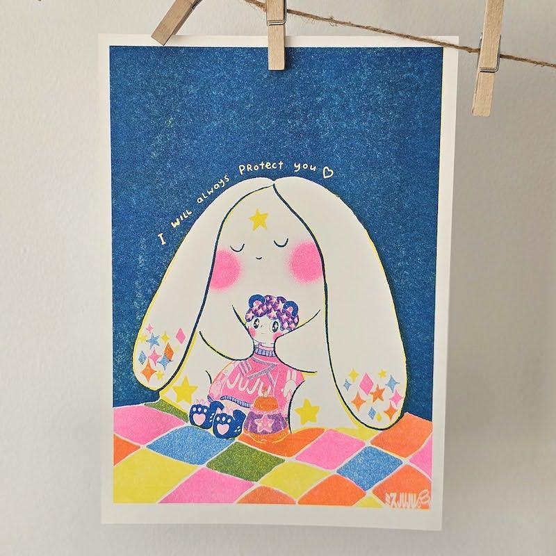 'I Will Always Protect You' A4 Risograph Print