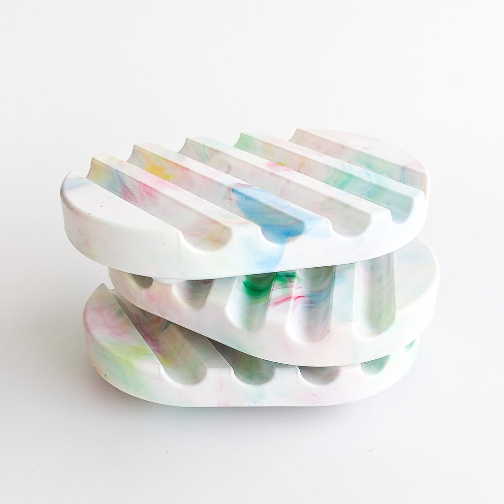 100% Recycled plastic marbled soap dish
