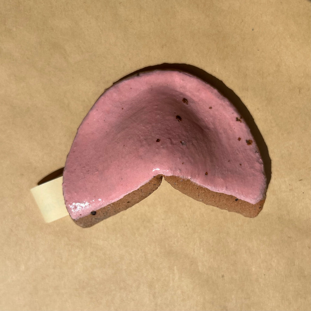 Ceramic Fortune Cookie With Surprise Feminist Quote - pink