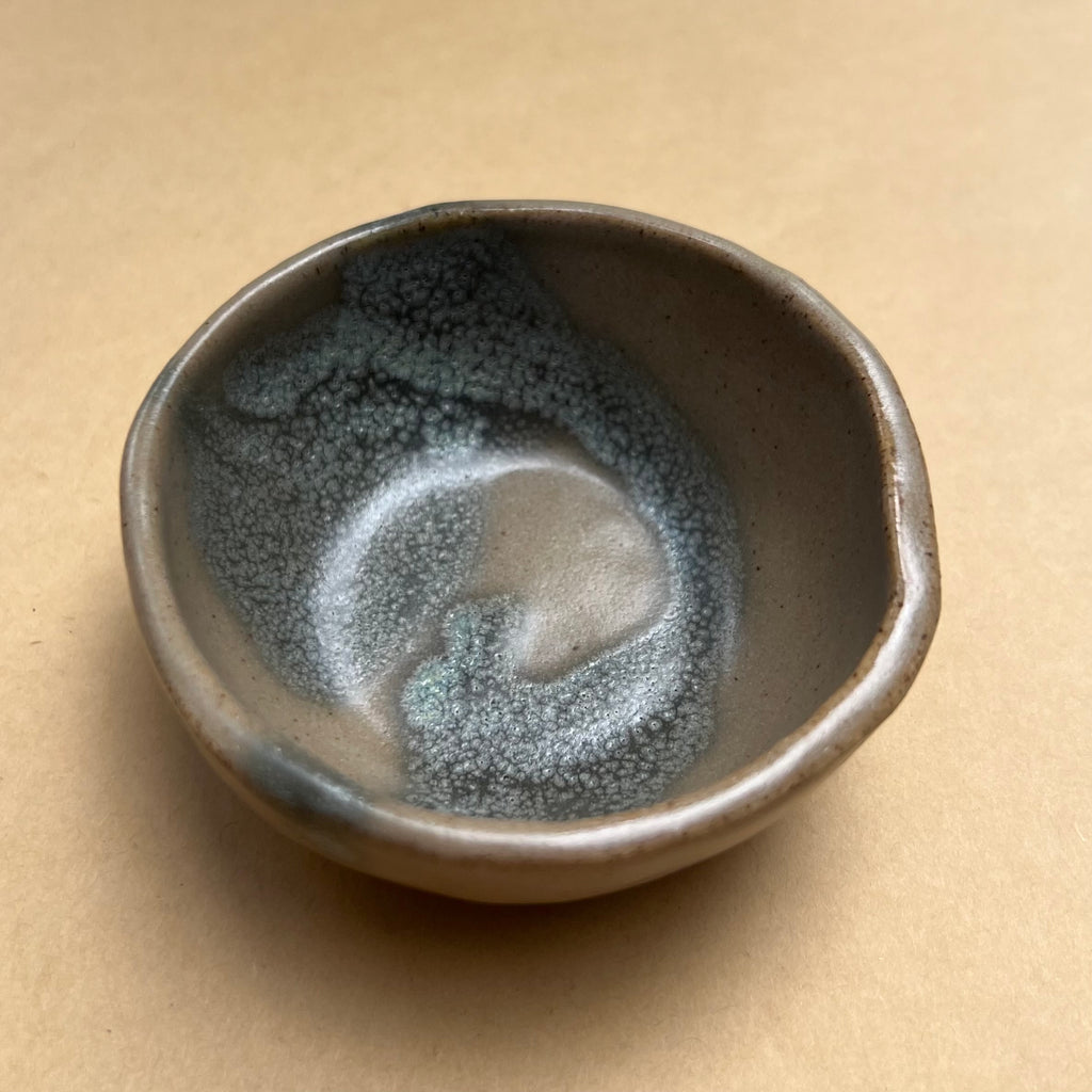 Ceramic Ramekin/Jewellery Dish - Burnt Butter/Silver Blue