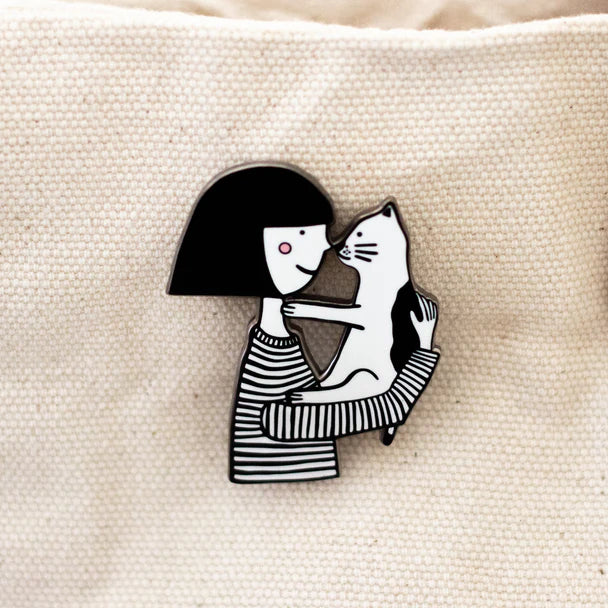 Nose Kiss Cat Pin