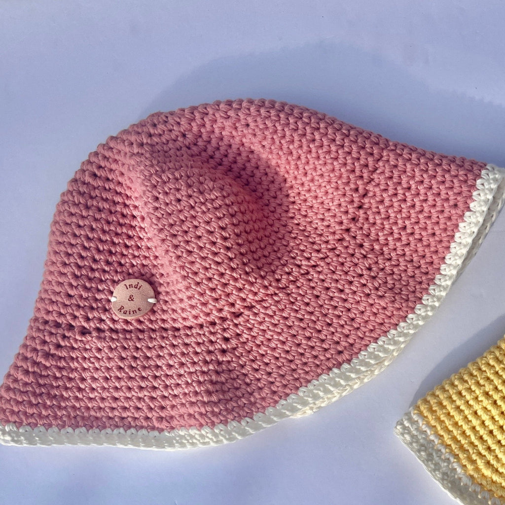 Pink Crocheted Cotton Yarn Bucket Hat