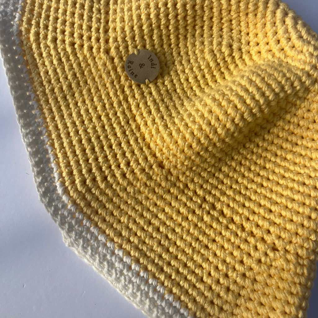 Yellow Crocheted Cotton Yarn Bucket Hat