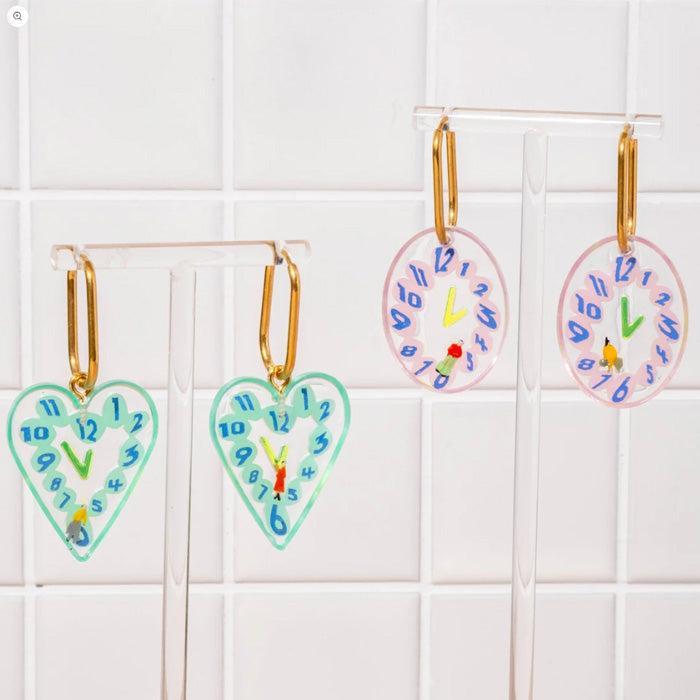 Live Your Own Time Earrings - Pink Oval