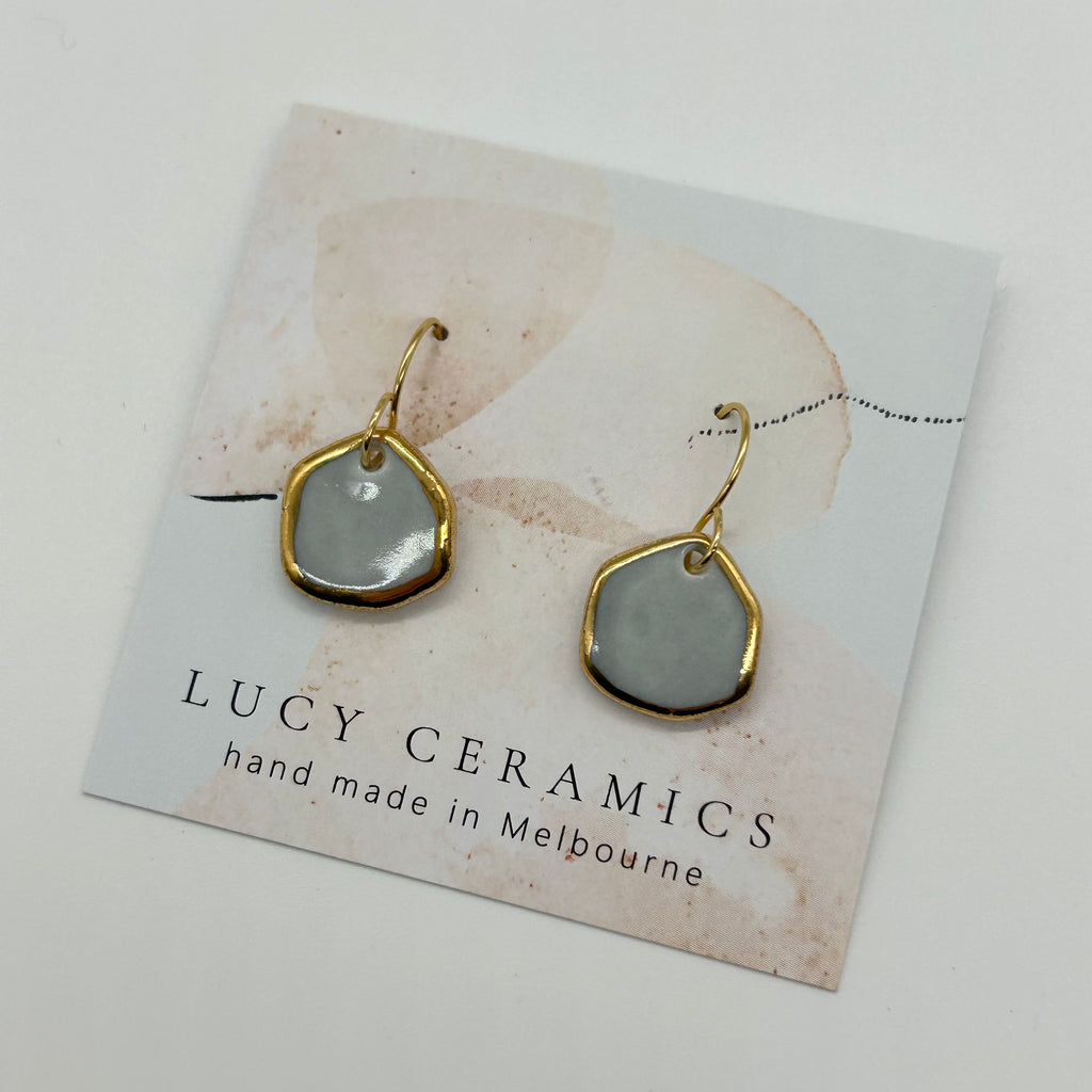 Lt Grey Porcelain petite organic shapes drop earrings