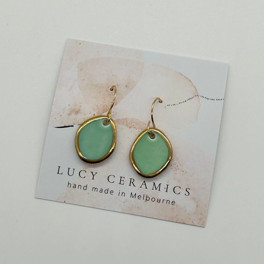 MInt Porcelain small organic shapes drop earrings