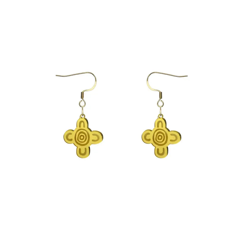 'Meeting Place' Mirror Earrings - Gold