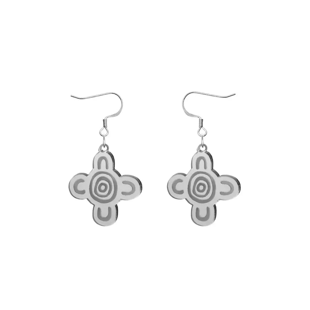 'Meeting Place' Mirror Earrings - Silver
