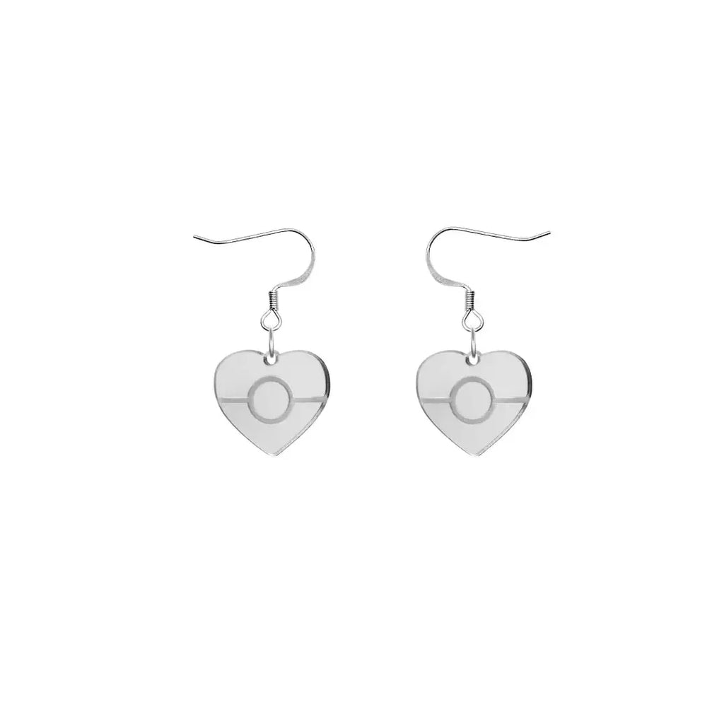 Mini Mirror Aboriginal Heart Flag Earrings - Silver