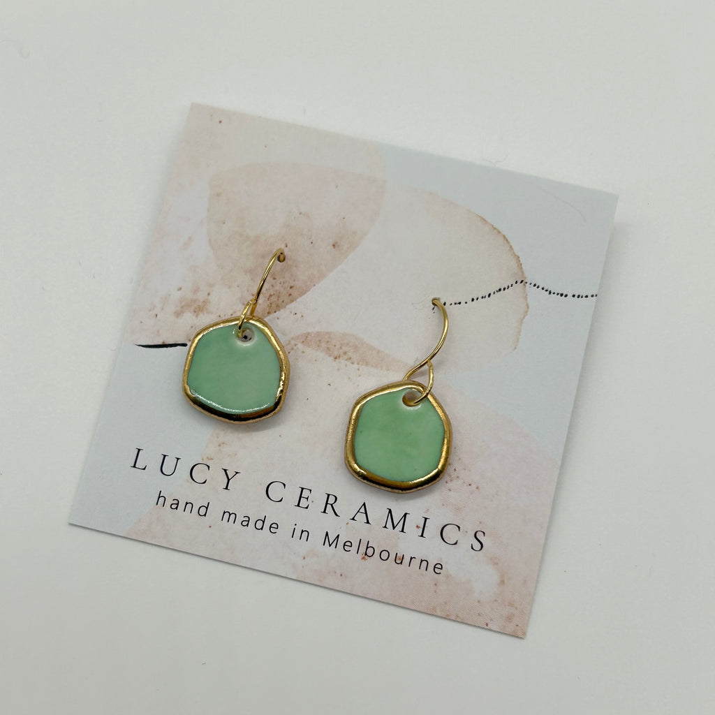 Mint Porcelain petite organic shapes drop earrings